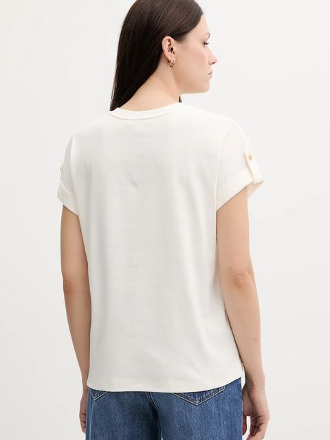 Tommy Hilfiger t-shirt bawełniany damski kolor beżowy WW0WW45628