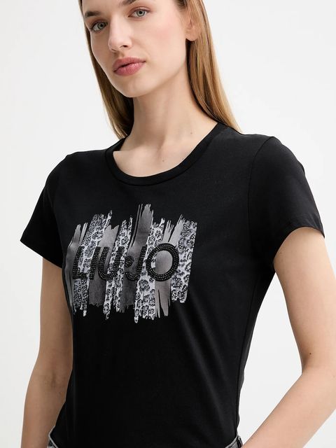 Liu Jo t-shirt bawełniany damski kolor czarny MF5456 JS923