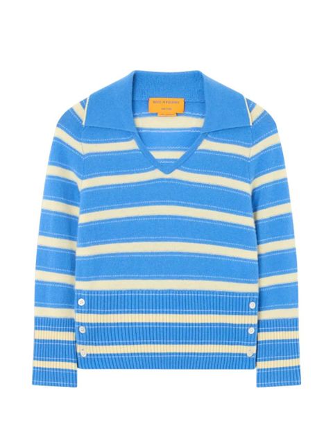Guest In Residence Port striped button-detail sweater - Blue - zdjęcie produktu nr 1