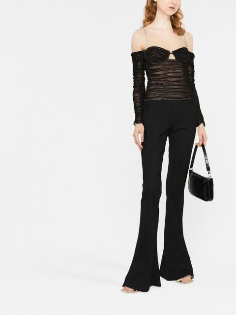 Self-Portrait crystal-embellished stretch-jersey top - Black