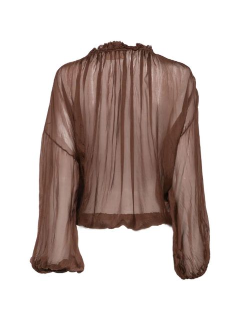 SOLOTRE tie-neck blouse - Brown - zdjęcie produktu nr 2