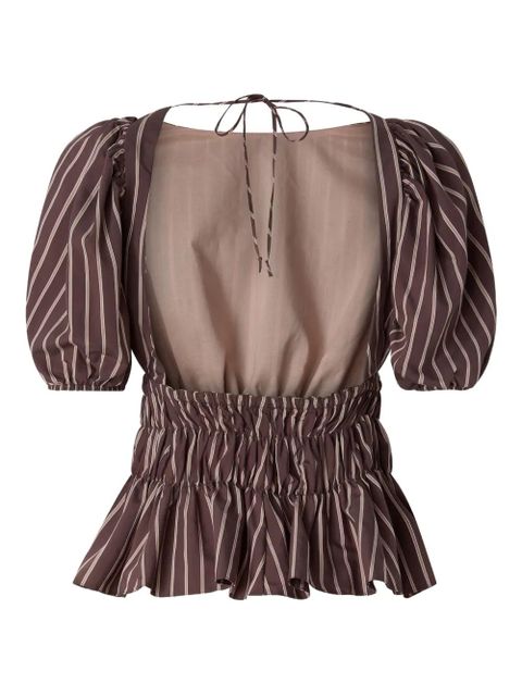 PINKO striped-pattern ruched blouse - Brown - zdjęcie produktu nr 2