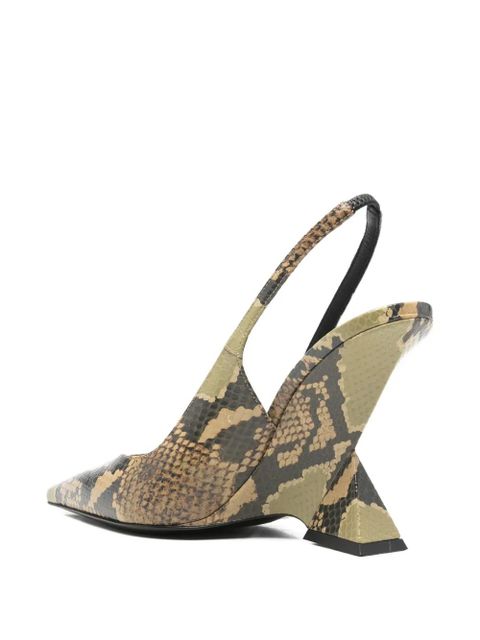 The Attico 105mm snake-print pumps - Green