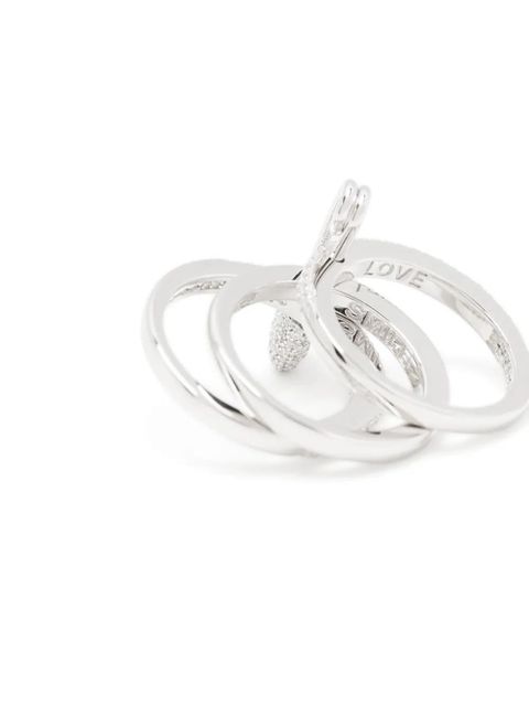 APM Monaco Love, Smile, Bonheur triple-band ring - Silver