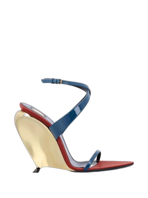 Saint Laurent Gippy Vernice leather heeled sandals - Gold - zdjęcie produktu nr 1