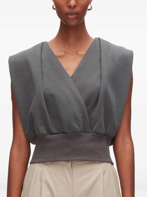 3.1 Phillip Lim V-neck shoulder-pad top - Grey