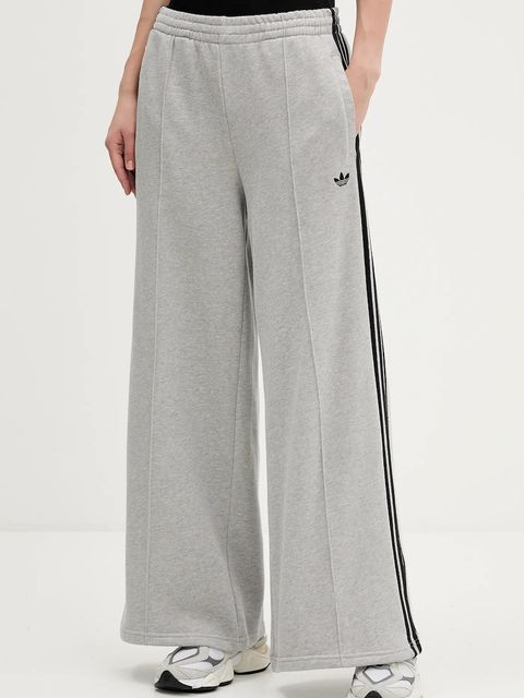 adidas Originals spodnie dresowe bawełniane 3-Stripes damskie kolor szary z aplikacją JV7476 - zdjęcie produktu nr 1