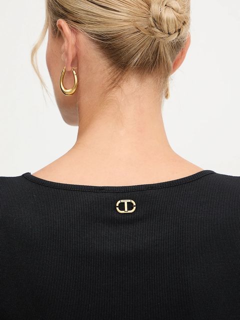 Twinset t-shirt bawełniany damski kolor czarny 252TT2170