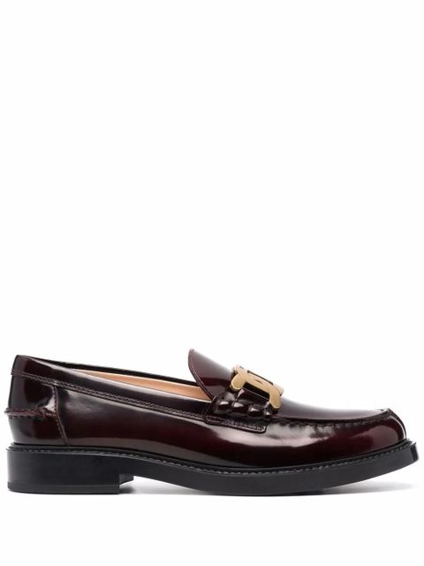 Tod's patent leather logo-plaque loafers - Red - zdjęcie produktu nr 1