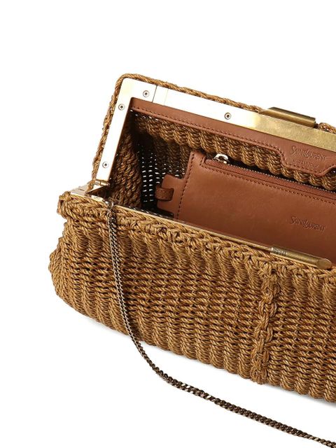 Saint Laurent braided chain clutch bag - Brown