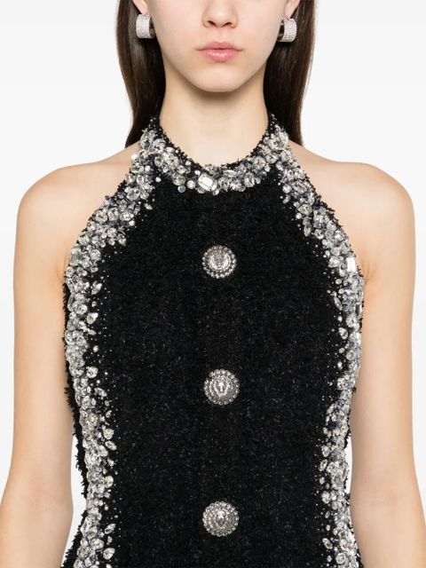 Balmain crystal-embellished mini dress - Black