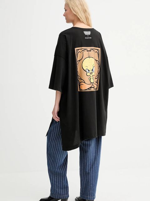 MUNTHE t-shirt bawełniany LYSIS damski kolor czarny 253110525360 - zdjęcie produktu nr 1