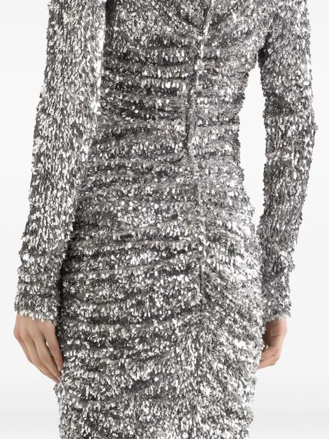 Dolce & Gabbana draped sequin midi dress - Silver