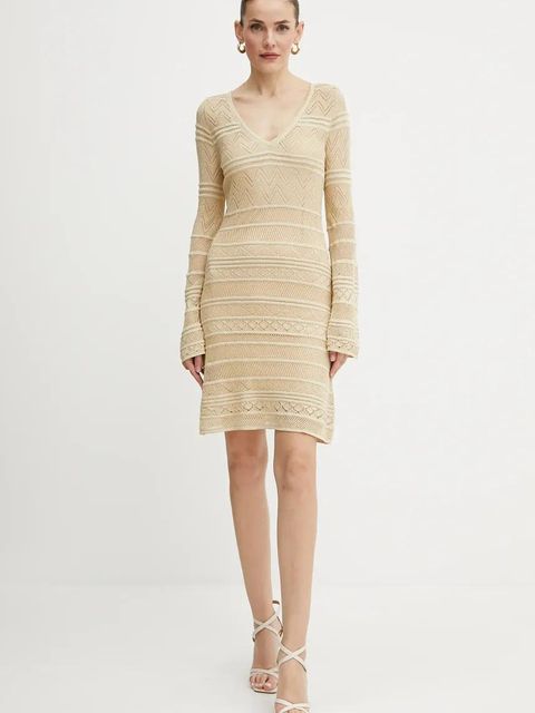 Guess sukienka NELLIE kolor beżowy mini dopasowana W5GK48 Z3E22