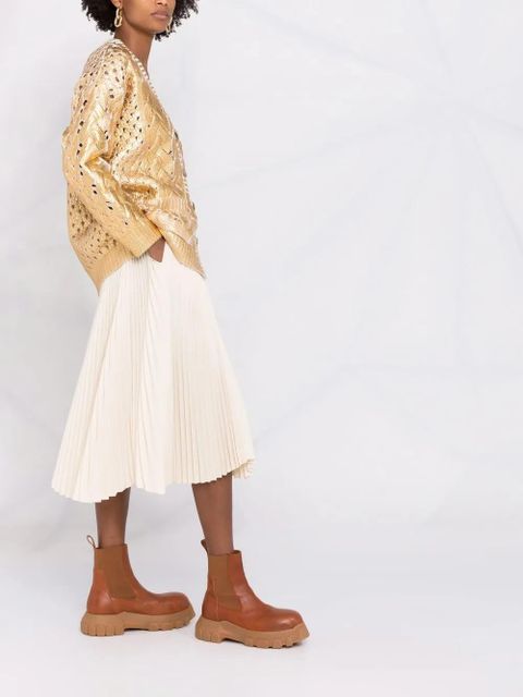 Valentino Garavani metallic-effect V-neck cardigan - Gold