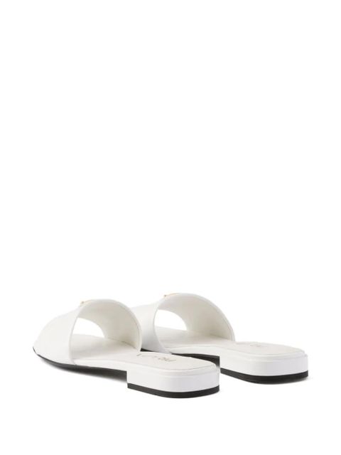 Prada Saffiano patent leather slides - White