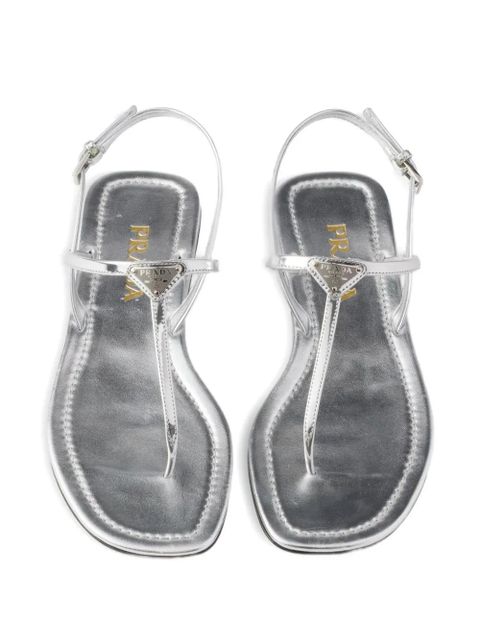 Prada metal buckle thong sandals - Silver