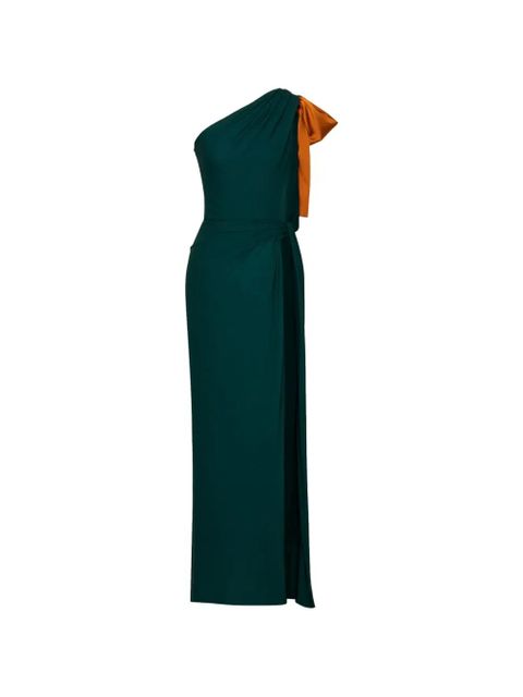 Saint Laurent bow-detail one-shoulder dress - Green - zdjęcie produktu nr 1