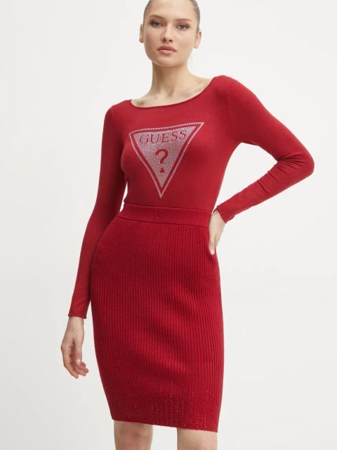 Guess spódnica ALICE kolor bordowy mini ołówkowa W5RD83 Z2Y50