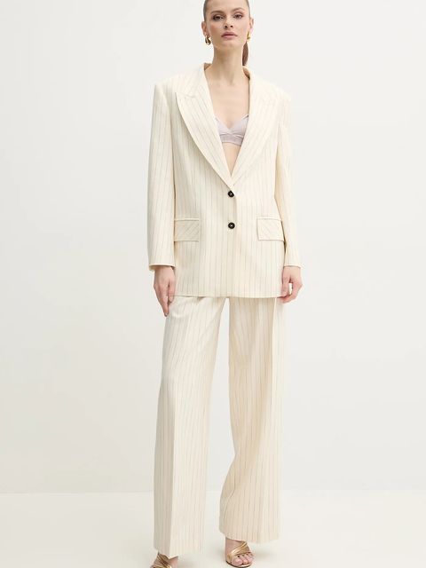 Simona Corsellini marynarka kolor beżowy jednorzędowa wzorzysta P25CPGI009