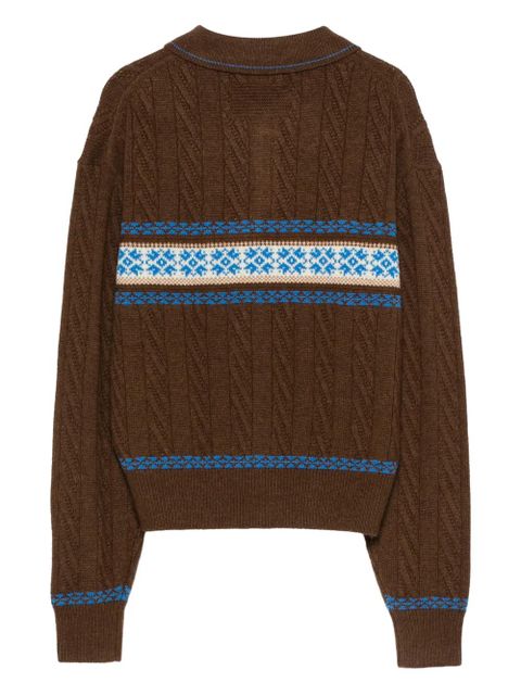 Guest In Residence cable-knit patterned polo top - Brown - zdjęcie produktu nr 2
