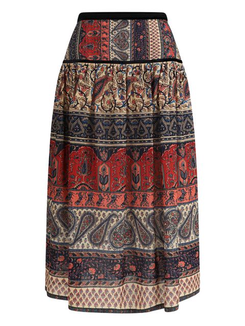 Valentino Garavani Voyage Imaginaire-print muslin midi skirt - Neutrals