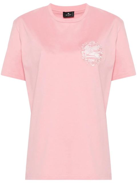 ETRO Pegaso-motif cotton T-shirt - Pink - zdjęcie produktu nr 1