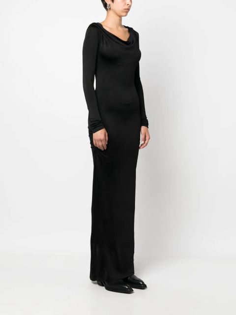 MISBHV draped-neckline hooded maxi dress - Black