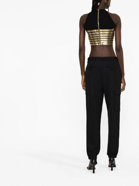 Balmain striped crop top - Black
