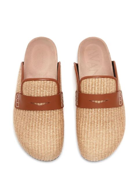 JW Anderson penny-slot raffia mules - Neutrals