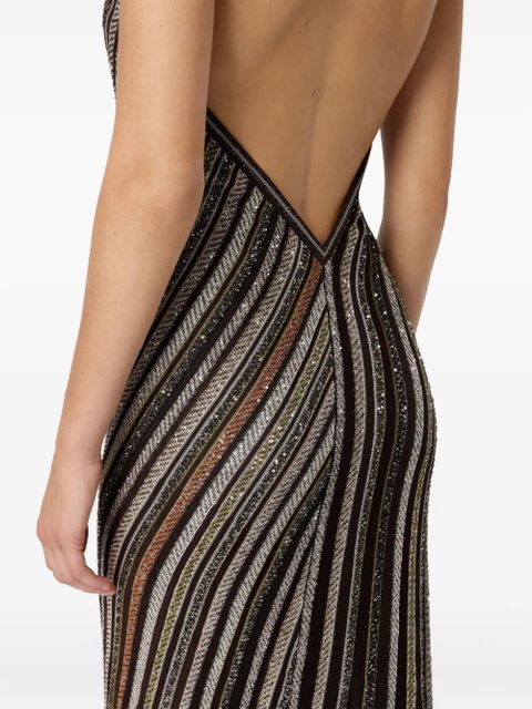 Missoni halterneck striped maxi dress - Brown