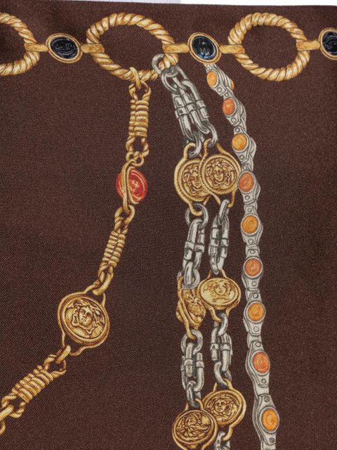 Versace chain-print silk skirt - Brown