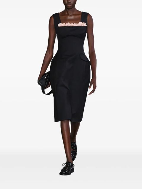 Simone Rocha flower-embellished bust-detail midi dress - Black
