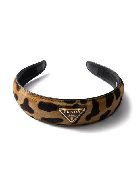 Prada printed leather headband - Brown - zdjęcie produktu nr 2