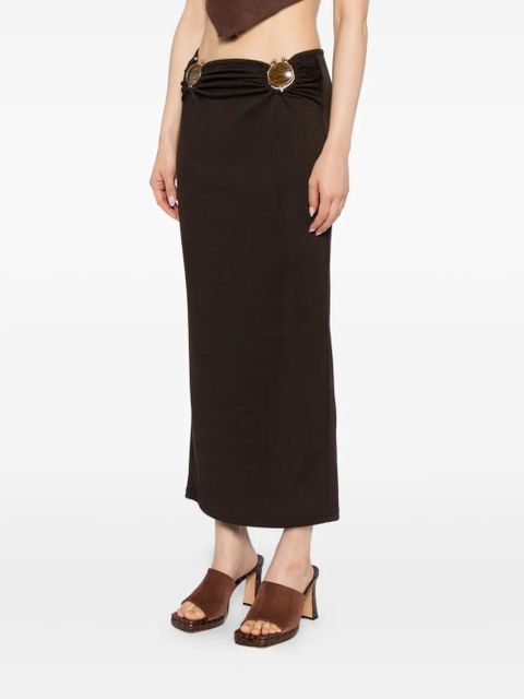 Christopher Esber mineral-stone ruched skirt - Brown