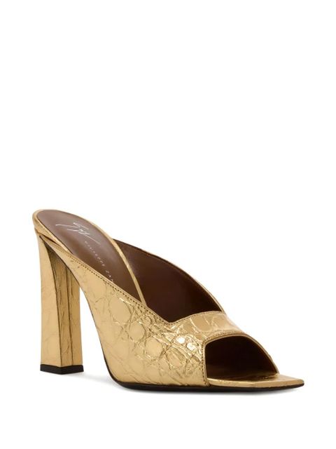 Giuseppe Zanotti 105mm Mya crocodile-print square-toe sandals - Gold