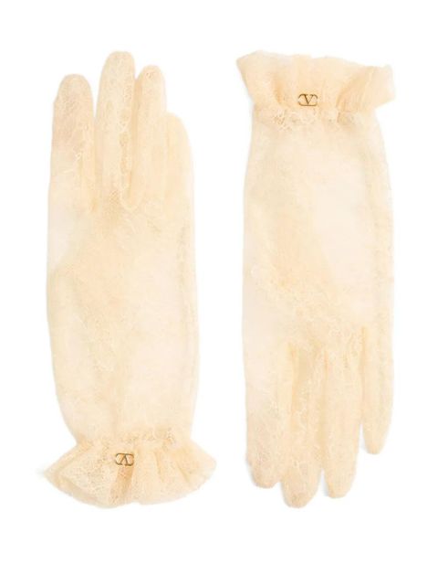 Valentino Garavani lace ruffled gloves - Neutrals - zdjęcie produktu nr 1