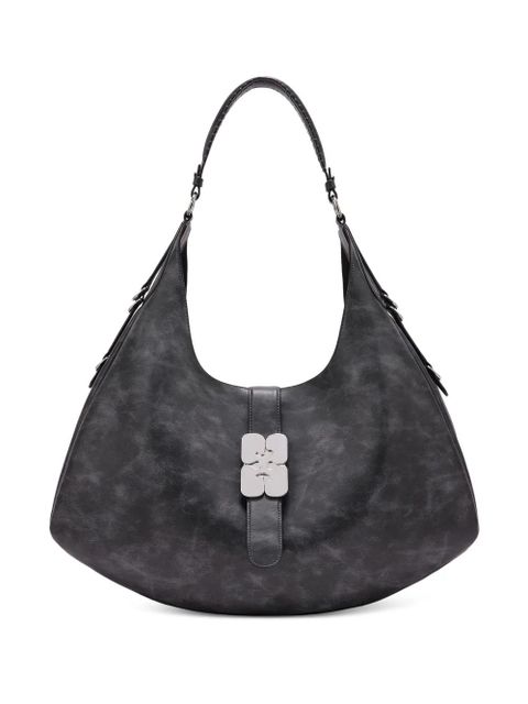 GANNI small Kat flower-buckle shoulder bag - Black - zdjęcie produktu nr 1