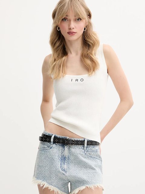 IRO szorty jeansowe damskie kolor niebieski z aplikacją high waist WP30DAPA