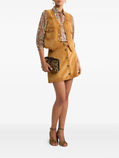 ETRO buckle button suede mini skirt - Brown - zdjęcie produktu nr 2