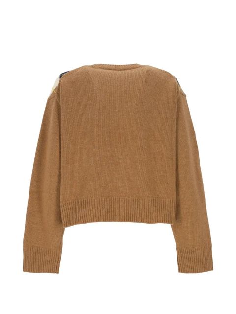 GANNI argyle-knit crew-neck sweater - Brown - zdjęcie produktu nr 2