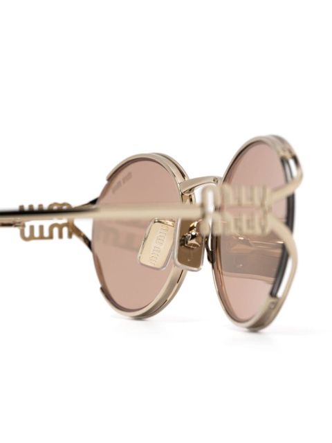 Miu Miu Eyewear Miu Miu logo sunglasses - Gold - zdjęcie produktu nr 2