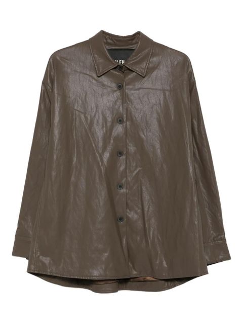 Eleh button-down leather shirt jacket - Brown - zdjęcie produktu nr 1