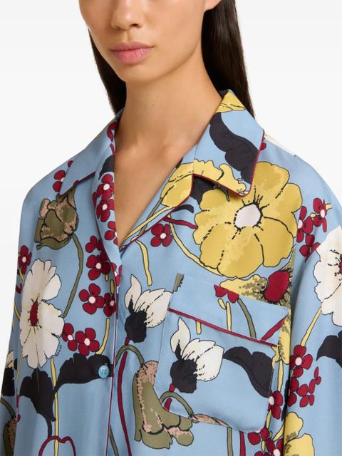 Marni floral-detail long-sleeve shirt - Blue - zdjęcie produktu nr 2