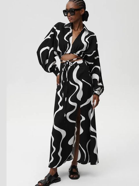 Undress Code spódnica z domieszką lnu Athena Skirt kolor multicolor maxi prosta 904