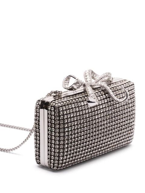 Self-Portrait crystal clutch bag - Silver
