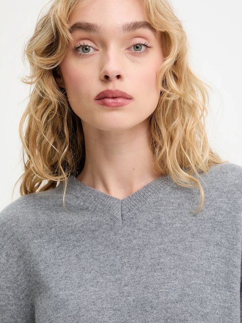 Answear.LAB sweter z wełny merino damski kolor szary lekki