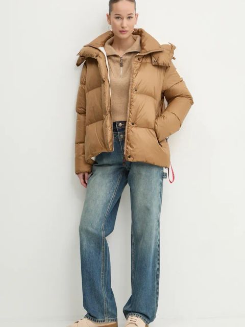 HUGO sweter z domieszką wełny damski kolor beżowy 50522545