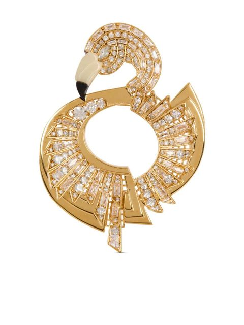 Balmain Flamingo crystal-embellished brooch - Gold - zdjęcie produktu nr 1