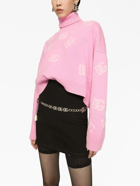 Dolce & Gabbana DG-logo cropped cashmere jumper - Pink